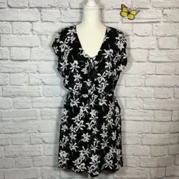 Black and White floral Whimseycore Romantic midi dress Size Large - Picture 5 of 11